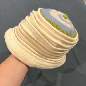 90s Cream Wool Accordion Hat San Diego Hat Co.